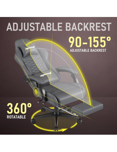 Silla de Juego Ergonomica Opiesit 300 con Reposapiés y Soporte Lumbar