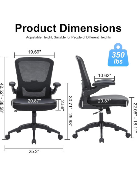 Silla de Oficina Ergonómica HOMIFYCO JX 350lbs Ajustable