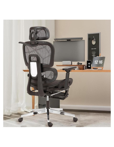 Silla de Oficina Ergonómica Leader Cattle LC Negra con Reposapiés