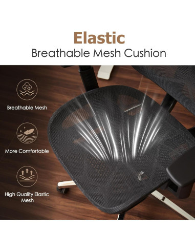 Silla de Oficina Ergonómica Leader Cattle LC Negra con Reposapiés