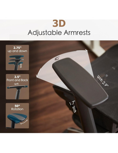 Silla de Oficina Ergonómica Leader Cattle LC Negra con Reposapiés