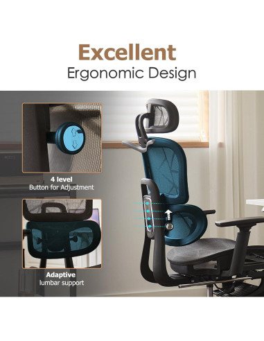 Silla de Oficina Ergonómica Leader Cattle LC Negra con Reposapiés