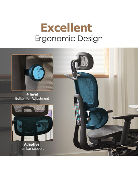 Silla de Oficina Ergonómica Leader Cattle LC Negra con Reposapiés