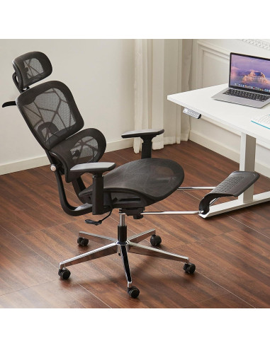 Silla de Oficina Ergonómica Leader Cattle LC Negra con Reposapiés