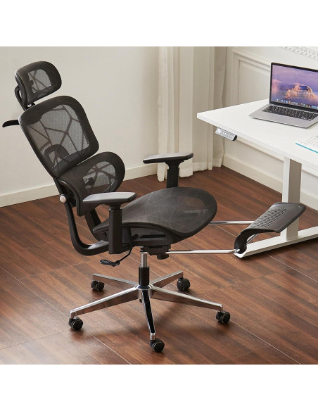 Silla de Oficina Ergonómica Leader Cattle LC Negra con Reposapiés