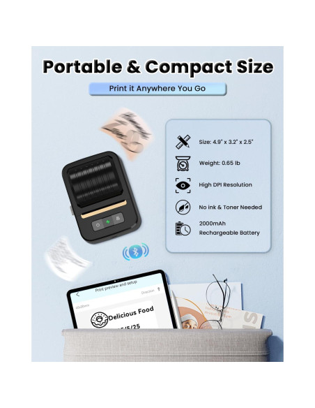 Impresora Térmica de Etiquetas NDYIN N20 Bluetooth 2"