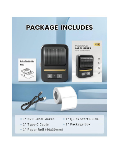 Impresora Térmica de Etiquetas NDYIN N20 Bluetooth 2"