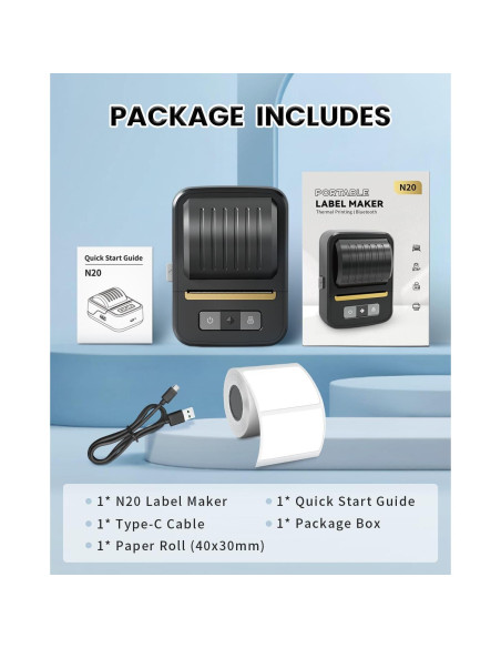 Impresora Térmica de Etiquetas NDYIN N20 Bluetooth 2"
