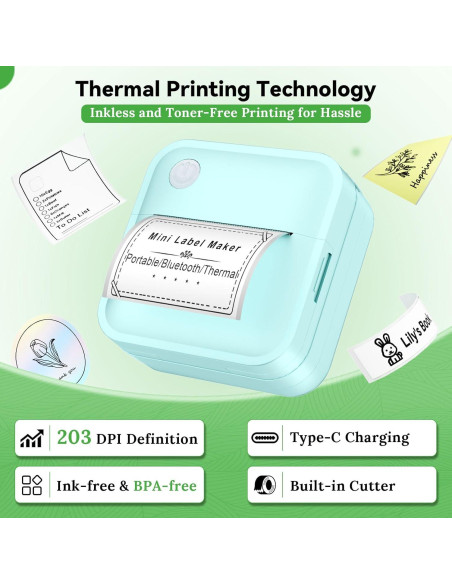 Impresora de Etiquetas Térmica Miouca Bluetooth Verde 12-50mm