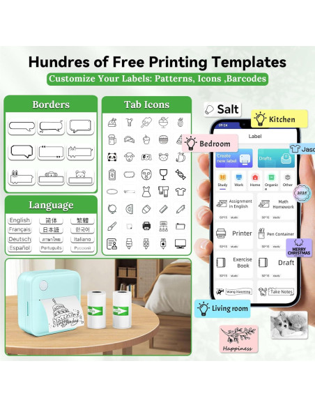 Impresora de Etiquetas Térmica Miouca Bluetooth Verde 12-50mm