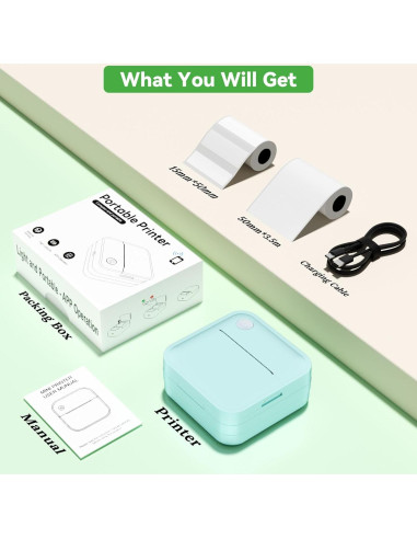 Impresora de Etiquetas Térmica Miouca Bluetooth Verde 12-50mm