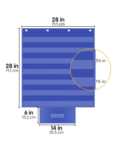 Gráfico de Bolsillo Grande ALSLEA 28x71 cm Azul para Aula