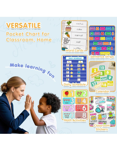 Gráfico de Bolsillo Grande ALSLEA 28x71 cm Azul para Aula