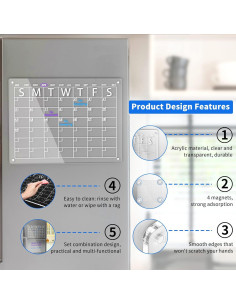 Calendario Magnético AITEE para Nevera 40.6x30.5cm con 6 Marcadores 2