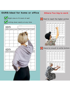 Calendario de Pared Borrable 2 Meses XUHANWEN 61x91 cm 2