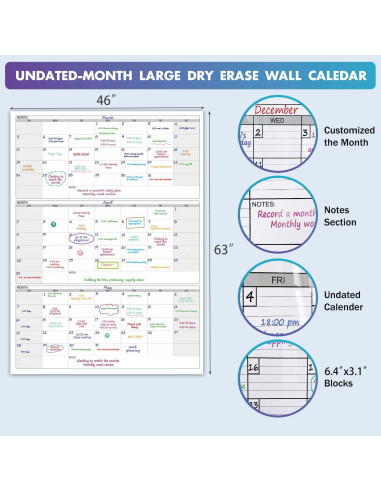 Calendario de Pared Jumbo Borrable Party Funny 116.8x160 cm