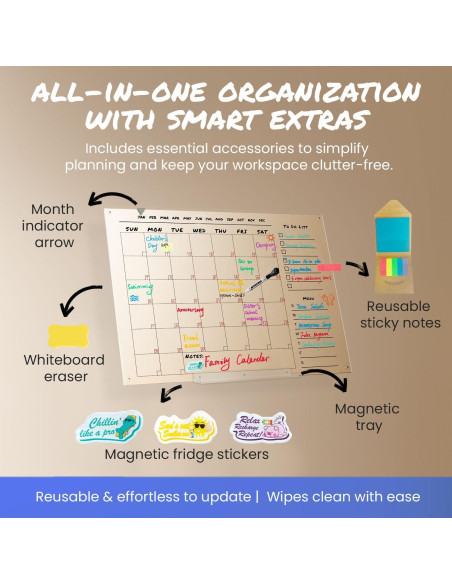 Calendario Acrílico Grande J-Rod Innovations 71x50 cm Borrado Seco Calendario Acrílico Grande J-Rod Innovations 71x50 cm Borrado Seco