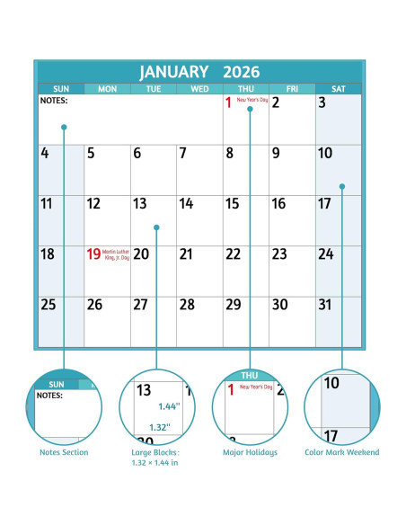 Calendario de Borrado en Seco 2026 BowCuk 97x64 cm Reversible