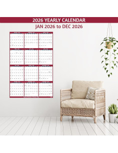 Calendario de Pared Anual 2026 BowCuk Reversible 97x64cm 2