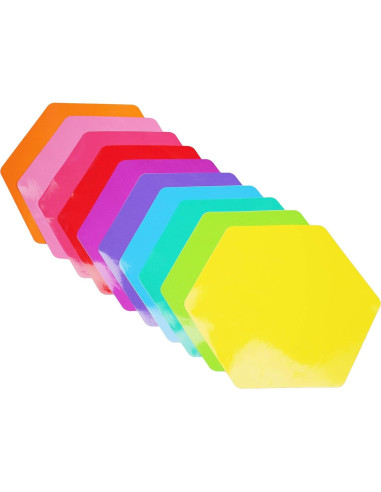 10 Piezas Pegatinas Hexagonales Coloridas LJY para Pizarra Borrable