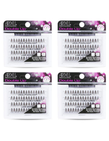 Pestañas Postizas Ardell Doble Up Individuales Largas Marrón
