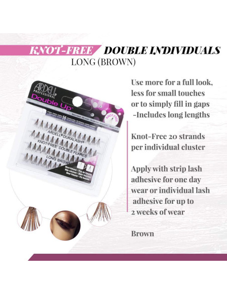 Pestañas Postizas Ardell Doble Up Individuales Largas Marrón