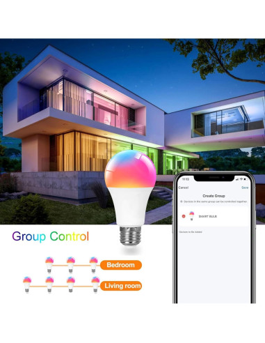 Bombilla LED inteligente Sanofuturion A19 9W RGB+CCT 900 lm