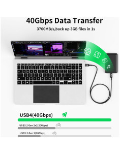 Cable USB C a USB C 30.48cm 40Gbps 240W 8K Thunderbolt 4 2