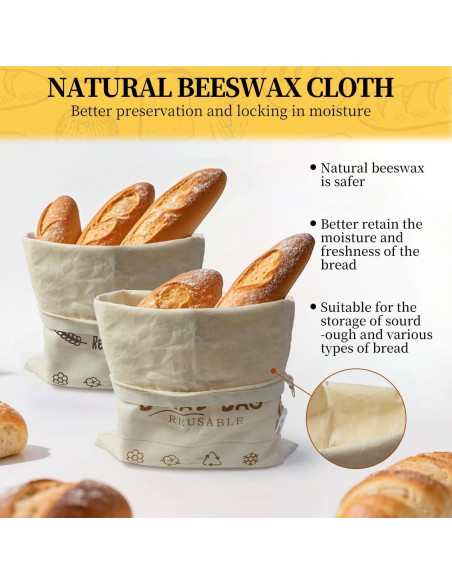 Bolsas de Pan de Cera de Abeja ZERTNROW - 2 Paquetes Reutilizables