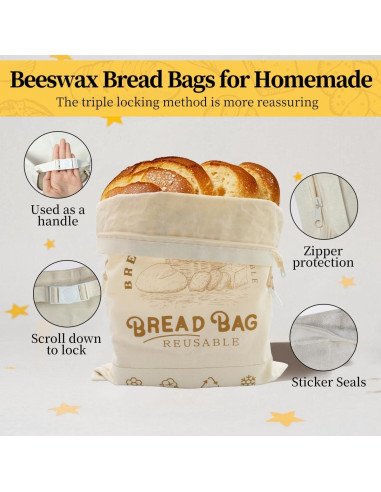 Bolsas de Pan de Cera de Abeja ZERTNROW - 2 Paquetes Reutilizables