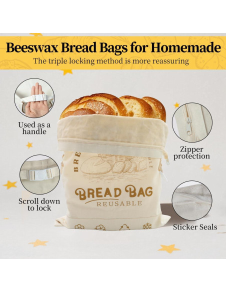 Bolsas de Pan de Cera de Abeja ZERTNROW - 2 Paquetes Reutilizables