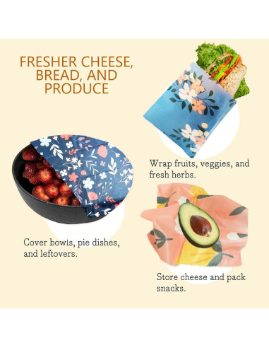 Envolturas de Cera de Abeja EcoHMVerve 9 Piezas Reutilizables