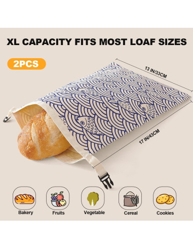 Bolsas de Pan de Cera de Abeja Augine - 2 Unidades 30x43 cm