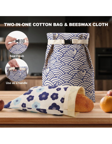 Bolsas de Pan de Cera de Abeja Augine - 2 Unidades 30x43 cm