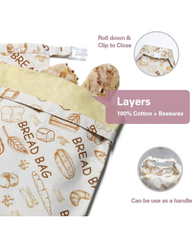 Paquete de 2 Bolsas de Pan Reutilizables OUMOR 30.5x43.2cm
