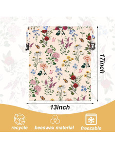 2 Pcs Bolsa de Pan Reutilizable FYSUIMU 43x33 cm Cera de Abeja 2