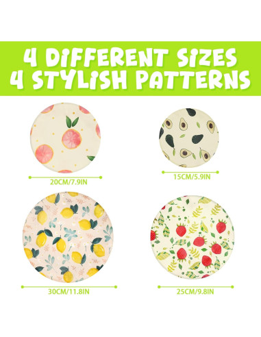 Juego de 4 Cubiertas de Tazón Reutilizables Jiet 15-30 cm
