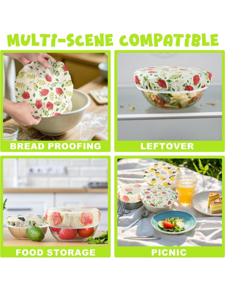 Juego de 4 Cubiertas de Tazón Reutilizables Jiet 15-30 cm