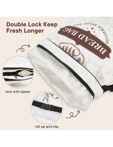 Bolsa de Almacenamiento para Pan Prcivr Grande 42x32cm Lavable