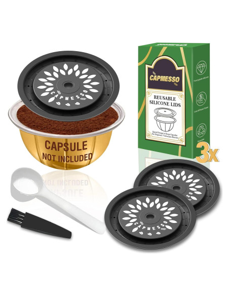 CAPMESSO Tapas Reutilizables de Silicona para Cápsulas Nespresso Vertuo - 3 Piezas