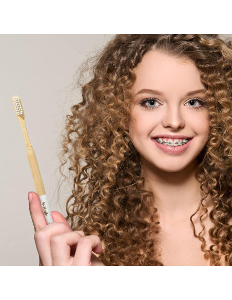 Cepillo de Dientes Ortodóntico Y-Kelin de Bambú 3 Piezas Cerdas Suaves