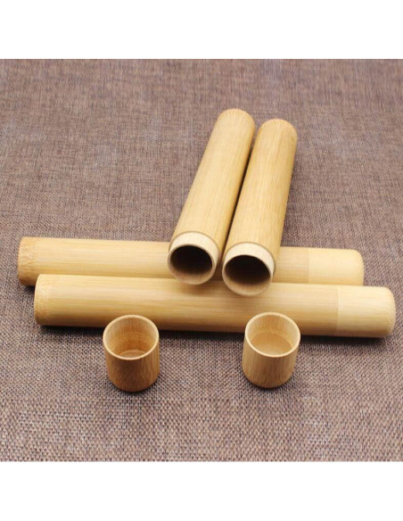 Estuche de Viaje de Bambú 2PCS para Cepillo de Dientes