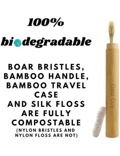 Set Dental Ecológico Gaia Guy: 4 Cepillos Bambú + Hilo Seda 2