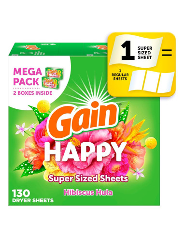 Gain Suavizante de Tela Happy 130 Hojas - 3X Frescura