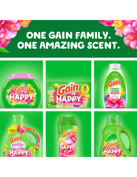 Gain Suavizante de Tela Happy 130 Hojas - 3X Frescura