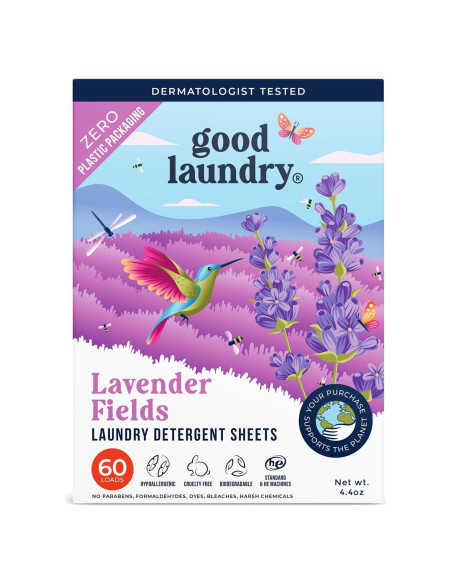 Hojas de detergente ecológicas Good Laundry 60 cargas lavanda