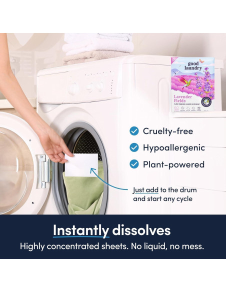 Hojas de detergente ecológicas Good Laundry 60 cargas lavanda