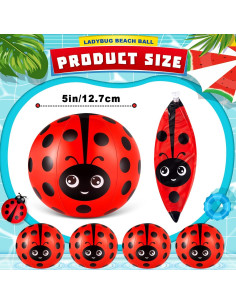 Jexine 24 Pelotas Inflables de Mariquita 12.7 cm para Niños 2