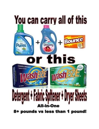 Hojas de detergente 3 en 1 WashEZE - 20 cargas aroma fresco