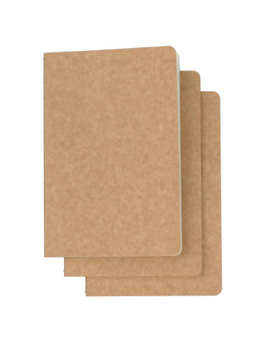 Paquete de 3 Cuadernos de Viaje TWONE A5 Kraft 120 Páginas